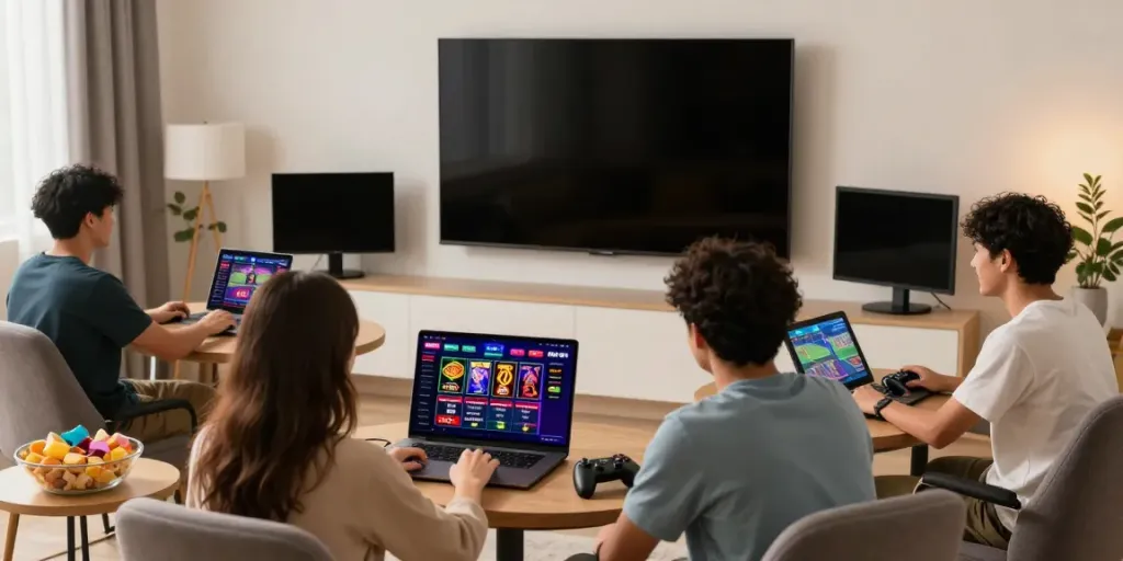 Exciting online gaming experience at SKY88 with players enjoying diverse casino games.