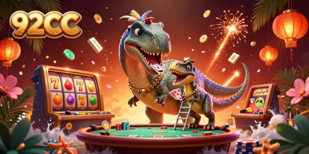 Experience thrilling slots action at 92CC with vibrant characters and dynamic casino elements.