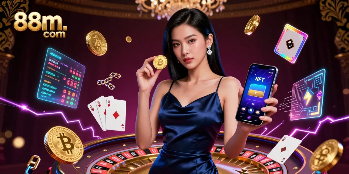 Engage with top casino games at 88m. com featuring a stunning Asian woman and dynamic gaming elements.