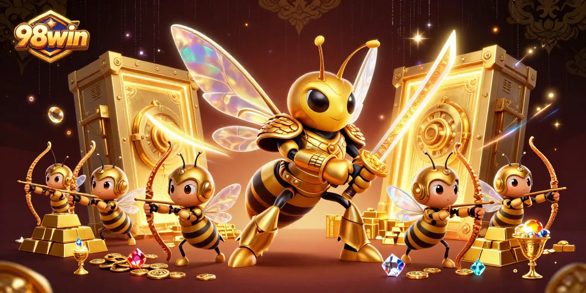 Experience the vibrant allure of 98win with a 3D cartoon scene full of treasures and action.