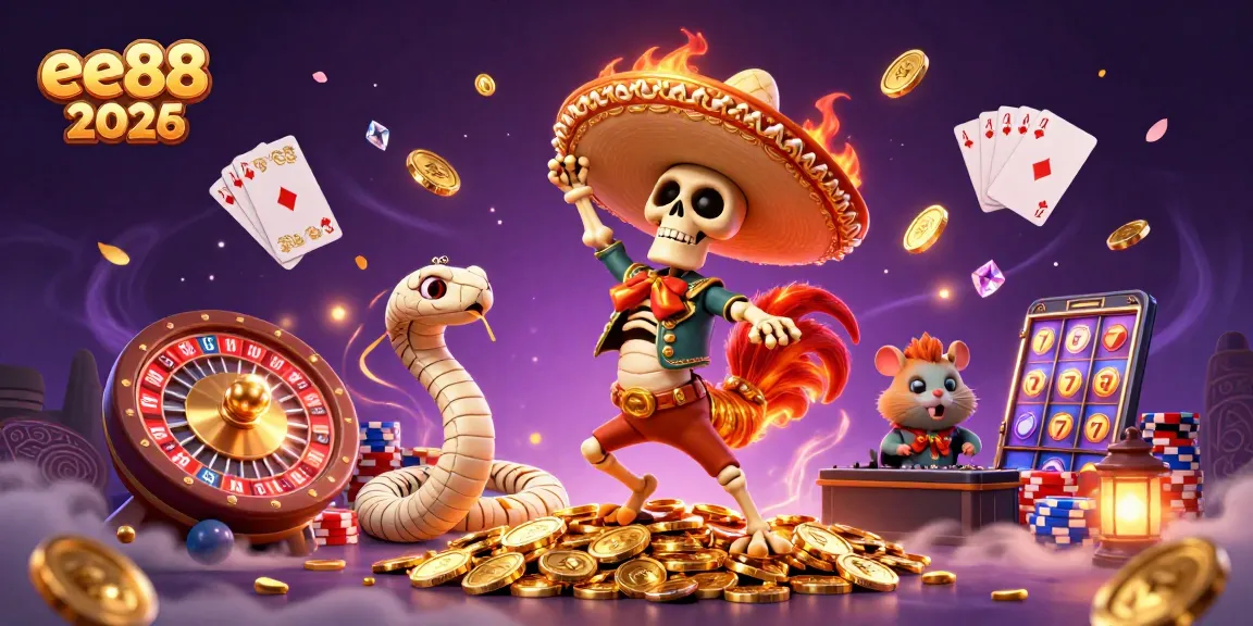 Experience exhilarating wins at ee88 2026 with vibrant casino characters celebrating on golden coins.