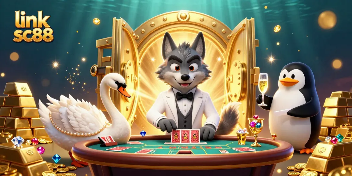 Engage with link sc88 in an exciting casino scene filled with gold and jewels.
