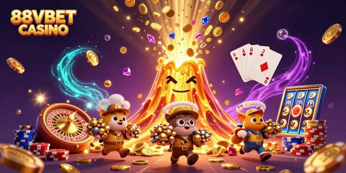 Experience winning at 88VBET CASINO with vibrant treasure eruptions and dynamic gameplay elements.