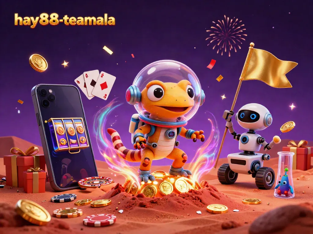 Experience the excitement of hay88-teamala as a Martian gecko explores a golden casino.