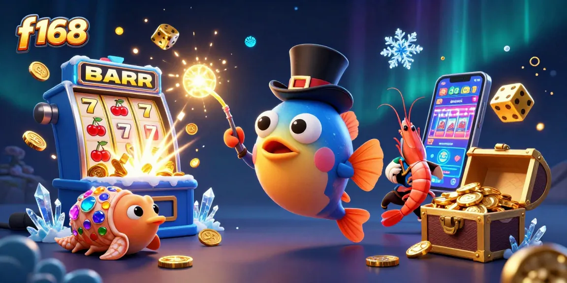 Join the fun at f 168 with this vibrant 3D casino scene featuring an anglerfish and treasure!