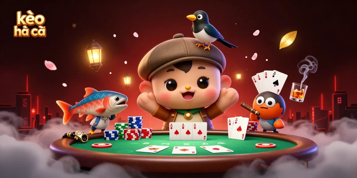 Experience kèo nhà cái in a vibrant poker scene with animated characters and dynamic casino elements.