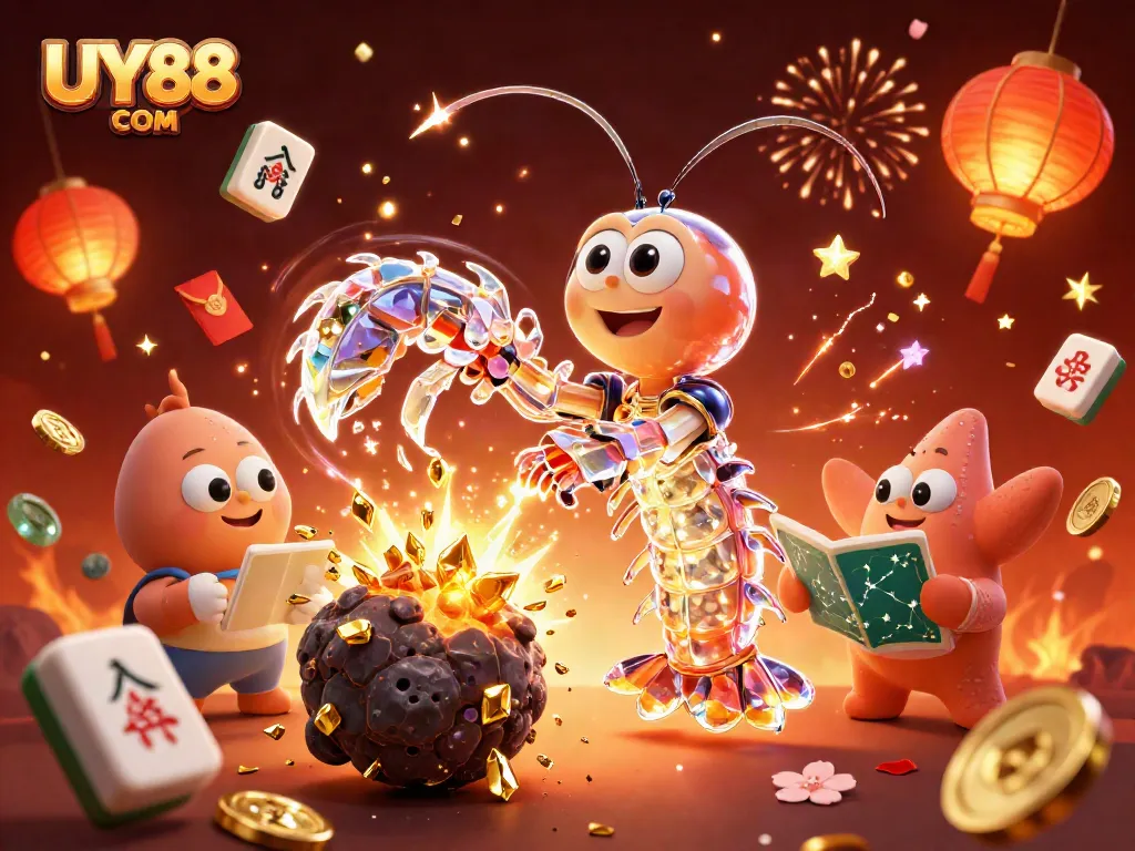 Win big at UY88 COM with this vibrant 3D casino-themed illustration.