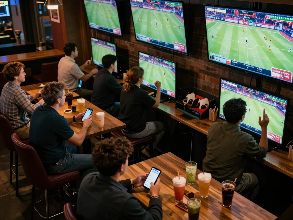 Active sports betting scene highlighting fans engaging with net88 app and live matches