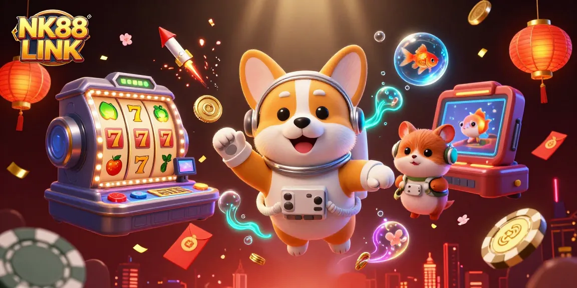 Engage with the vibrant scene of NK88 LINK as an astronaut corgi wins at a space casino.