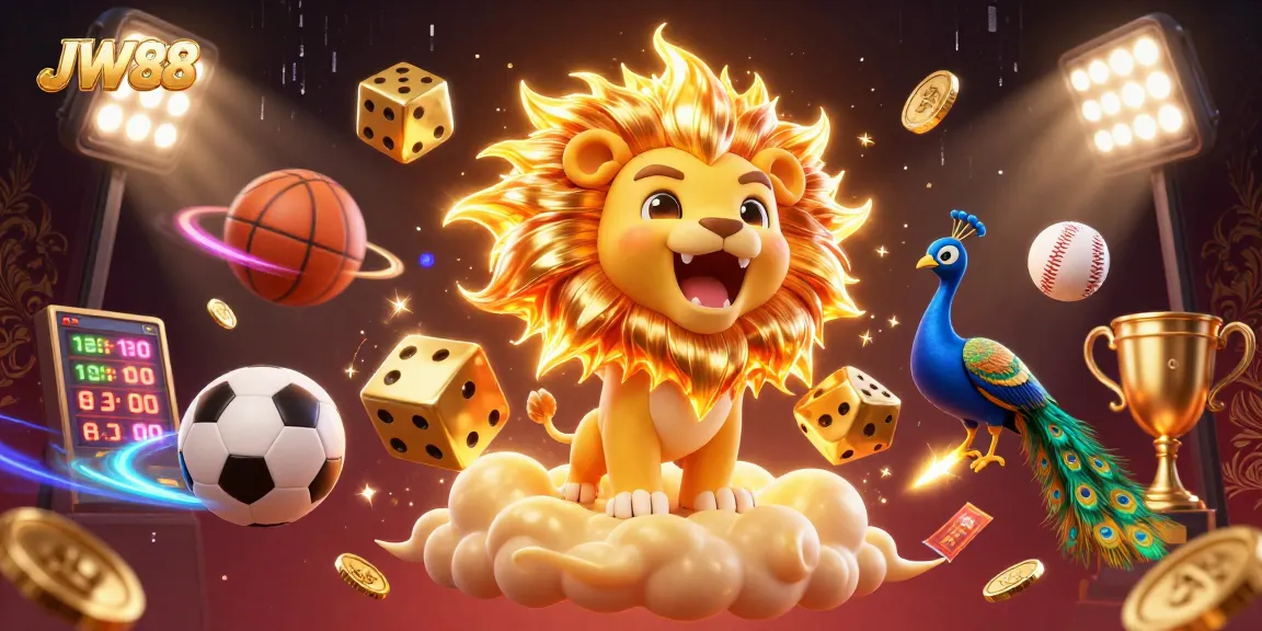 Engage with JW88's thrilling gaming world, featuring a vibrant 3D illustration of animated casino characters.