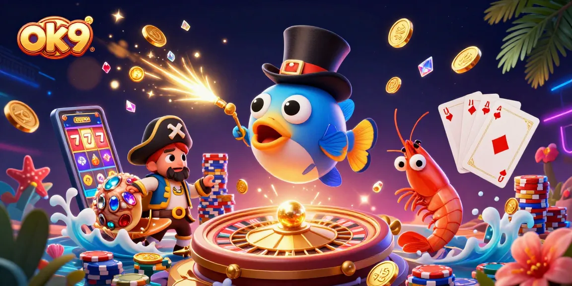 Experience thrilling wins at ok9 with vibrant games, golden coins, and exciting gambling elements!