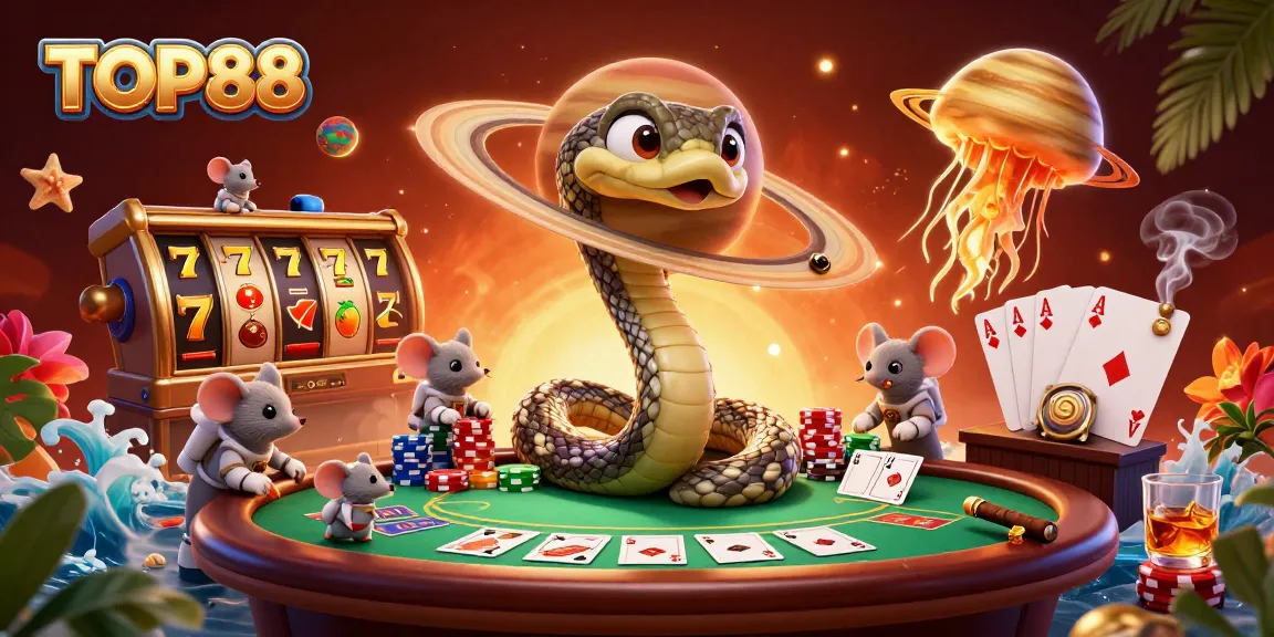 Engage with TOP88's vibrant casino scene featuring cosmic characters and dynamic gameplay elements.