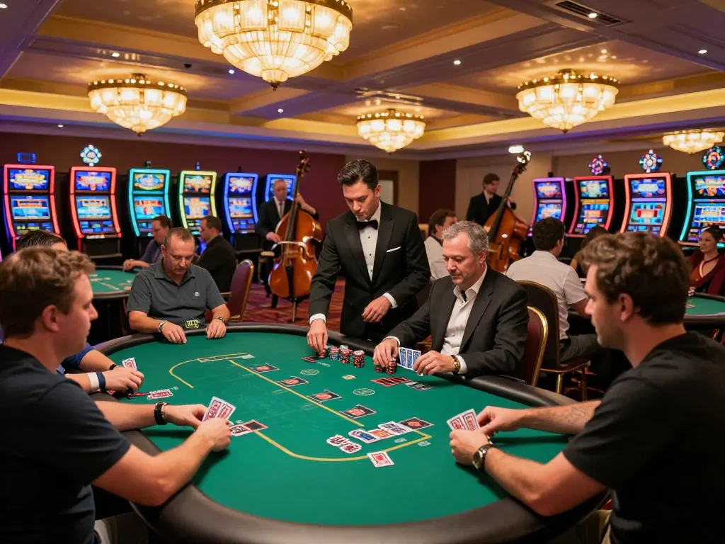 Players engaging in strategic gameplay at 789win 37 casino tables, showcasing vibrant casino atmosphere.