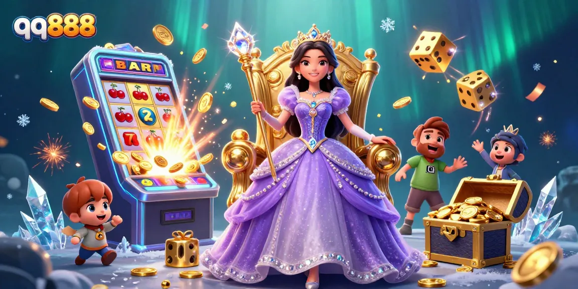 Experimente a emoção do qq888 com uma cena de cassino temática de princesa apresentando jackpots e ouro.