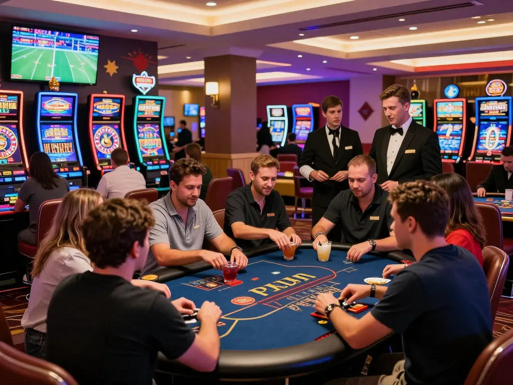 Engaging gaming atmosphere at OK365.br.com with players enjoying casino and poker games.