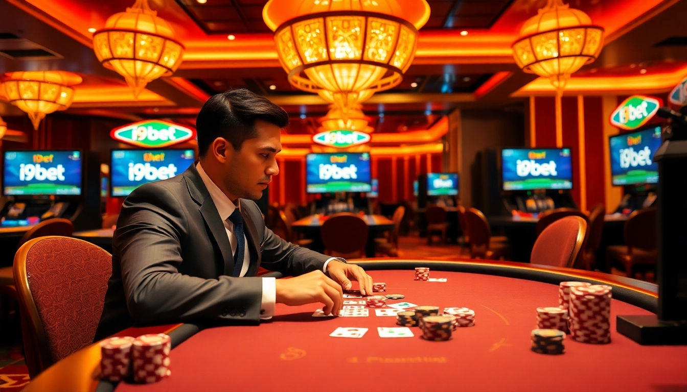 Participate in thrilling poker games at i9 bet's luxurious casino.