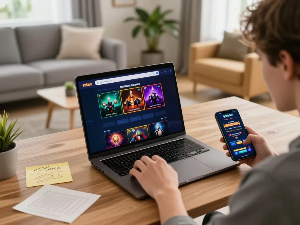 Engaging gaming session on 888NEW app showcasing strategy and excitement from a modern home setup