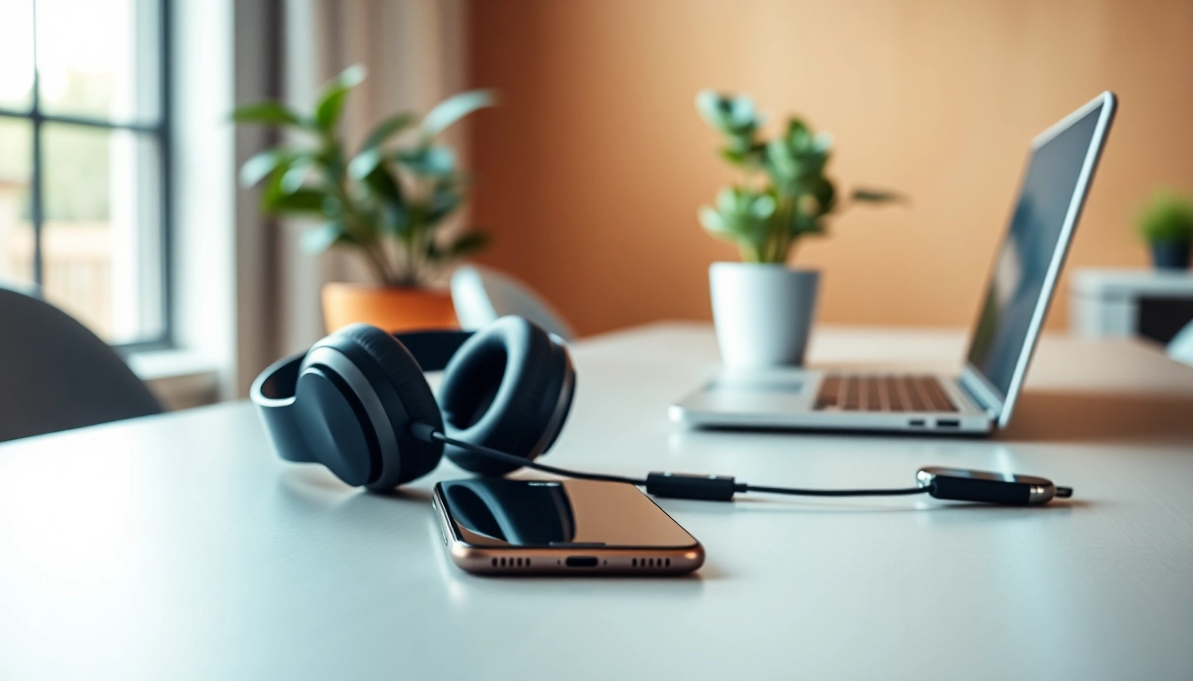Engaging call recording device setup showcasing modern technology in an organized workspace.