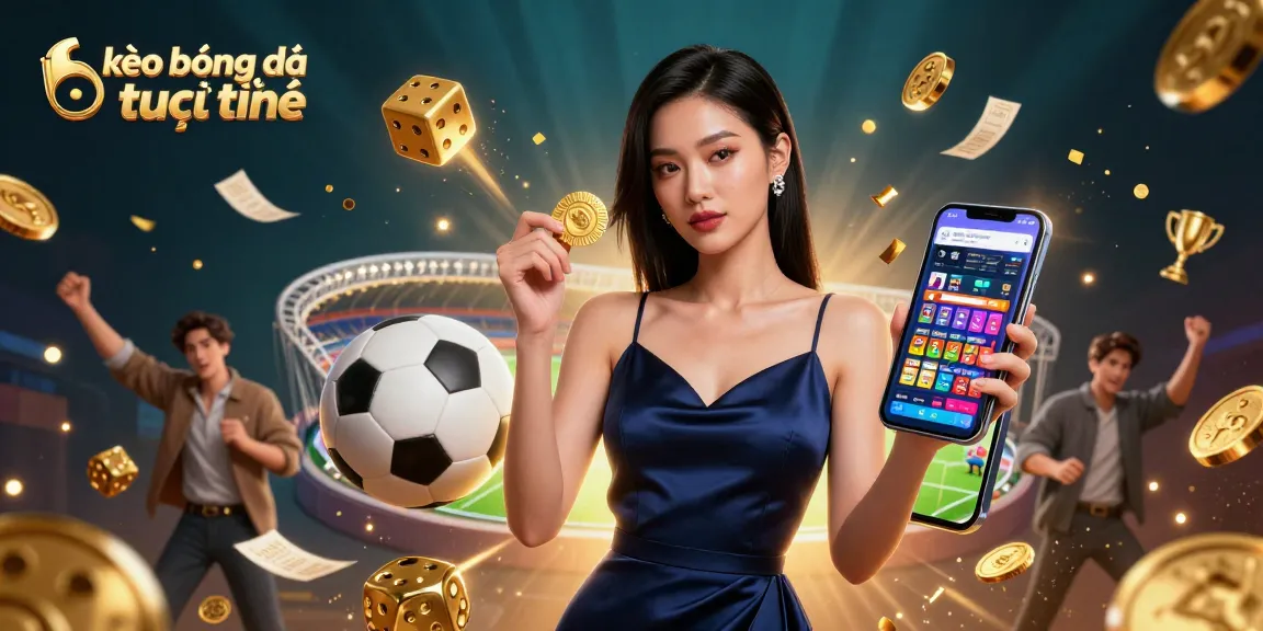 Experience kèo bóng đá trực tuyến with a confident woman displaying a sports betting app.