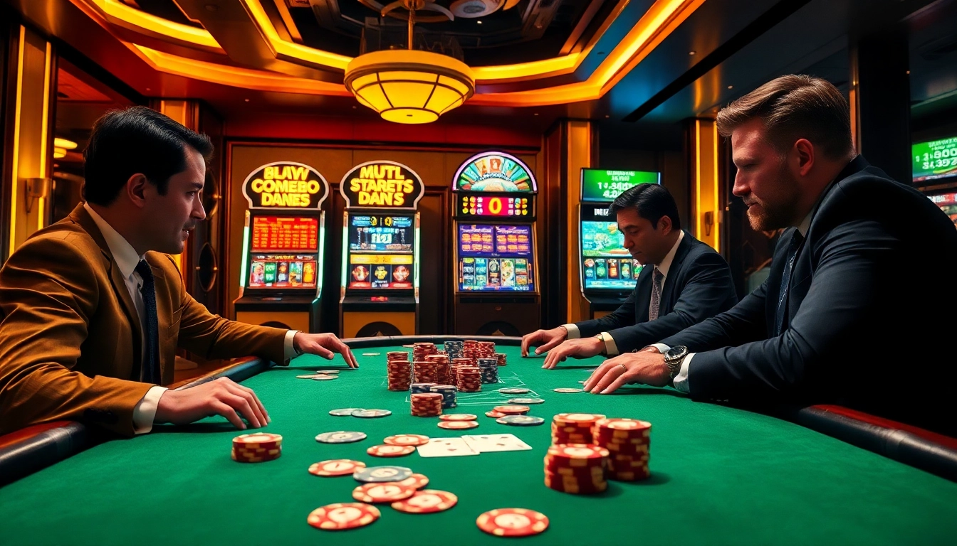 Players at a bongdanet-themed poker table focus on high-stakes action with vibrant chips and cards.