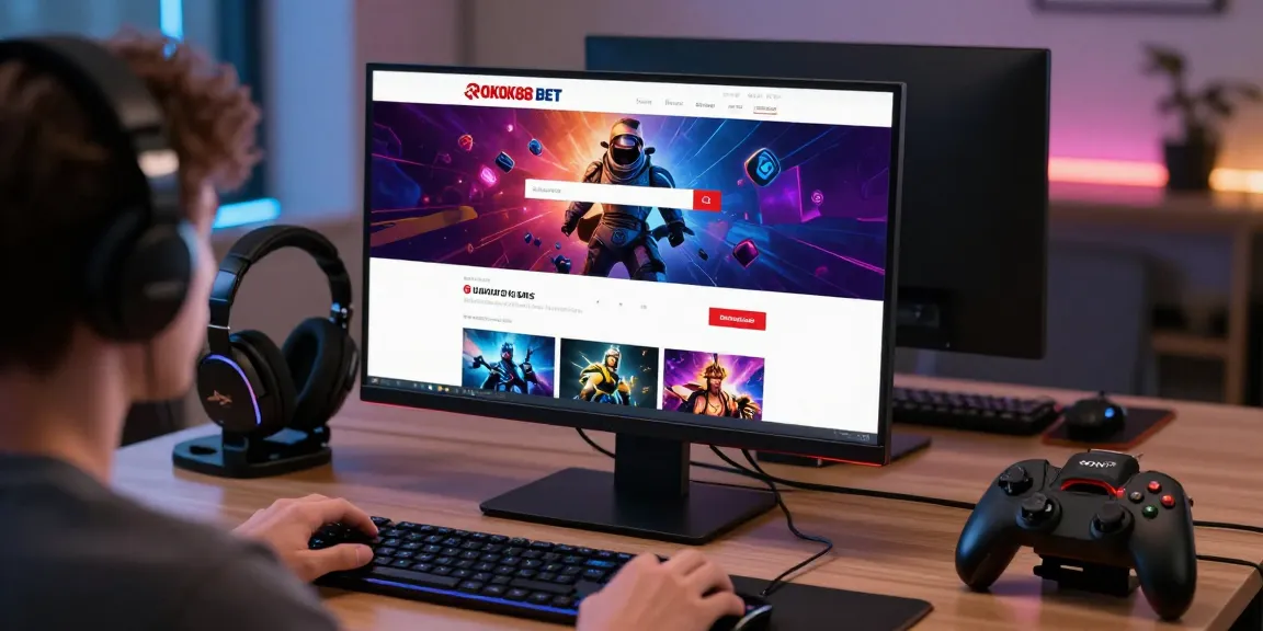Adult user on rokok88 login page, engaging with vibrant gaming options.