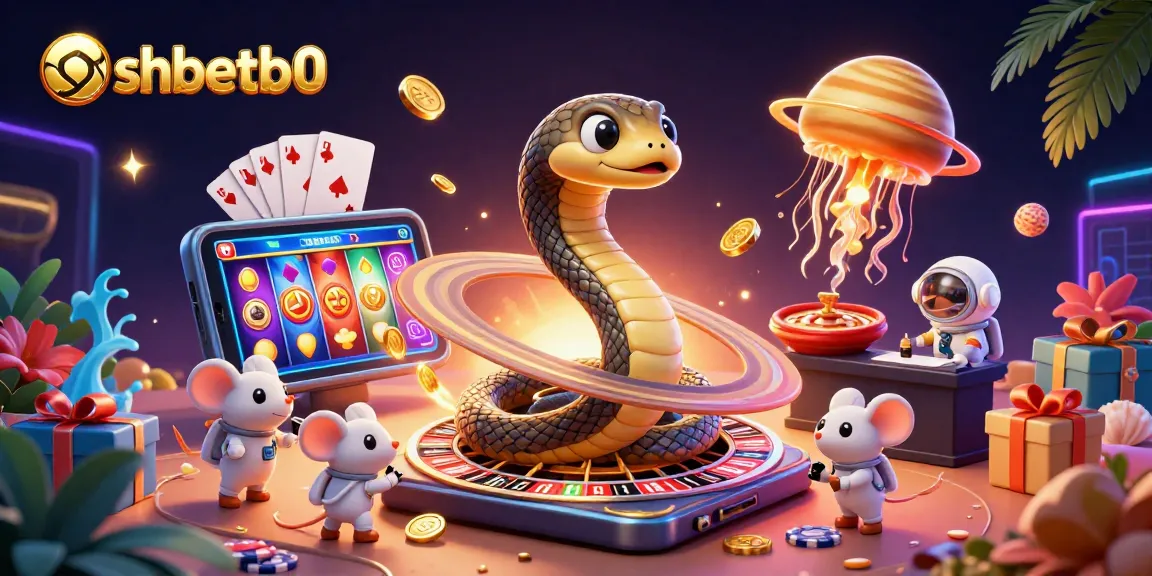 Experience the excitement of shbetb0 with detailed casino games and animated cosmic characters in an engaging 3D scene.