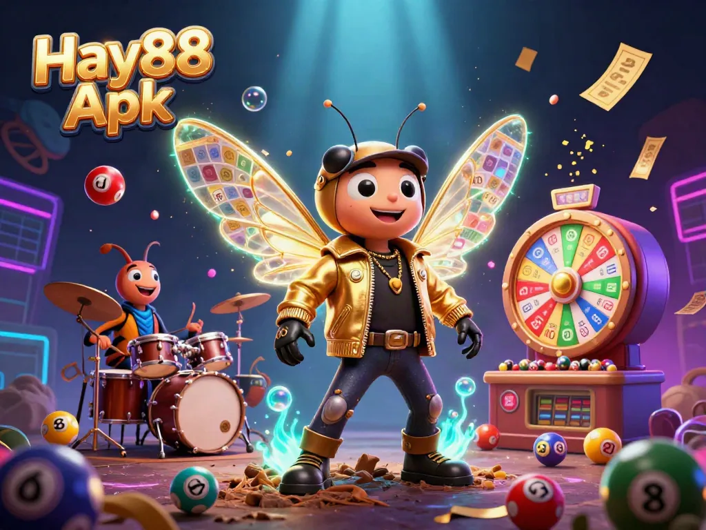 Engage with the exciting Hay88 Apk scene featuring lively lottery elements and characters.