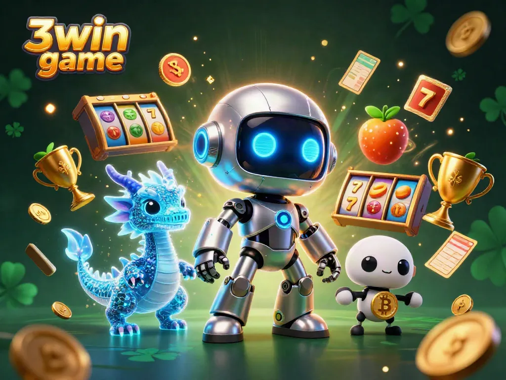 Experience thrilling gameplay with 3win game featuring a vibrant casino scene with neon robot and dynamic symbols.