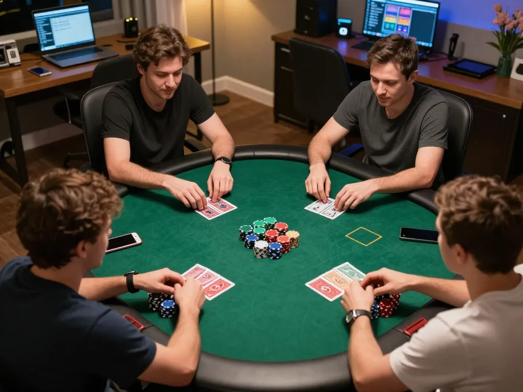 Players enjoy an intense online poker game at TG88, showcasing strategic gameplay and modern technology.
