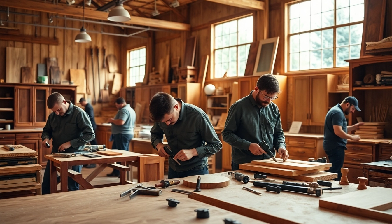 Explore beautiful custom cabinets near me in a warm workshop setting featuring skilled craftsmanship.