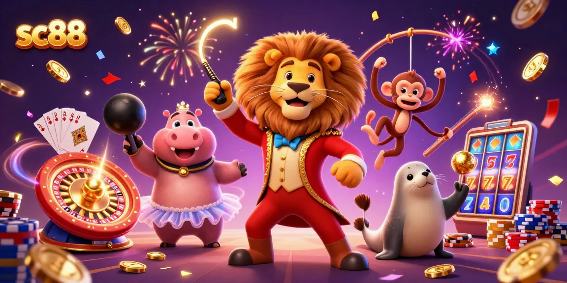Experience thrilling wins at SC88 with vibrant casino characters and dynamic gaming elements depicted.