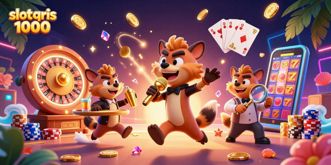 Enjoy vibrant slot qris 1000 action with hyenas in a comedy casino scene featuring golden coins and lively elements.