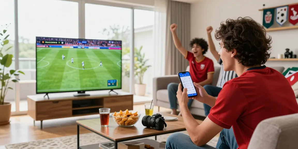 Excited football fans watching a live match on Multicanais in HD quality.