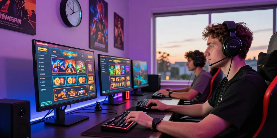 Engaged player at 79club live casino with colorful gaming graphics and gaming gear.
