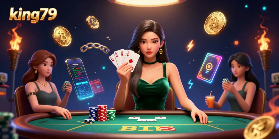 Experience thrilling poker strategies at king79 with a captivating Asian dealer, dynamic gaming elements, and luxurious ambiance.