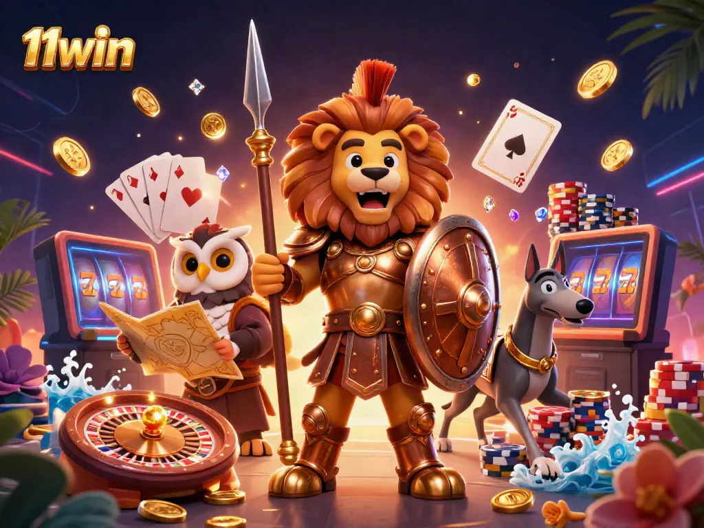 Experience 11win's thrilling gaming atmosphere with dynamic carnival elements in a vibrant scene.
