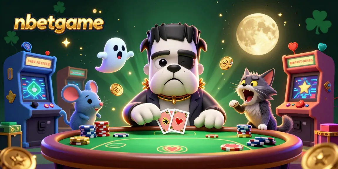 Engage with nbetgame at a lively poker table featuring colorful creatures and gaming elements.