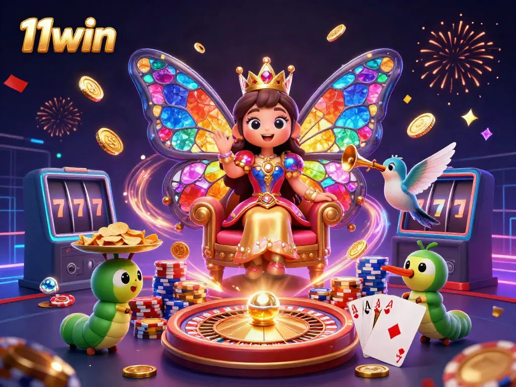 Experience exciting gameplay at 11win with a vibrant casino-themed illustration capturing animated characters and action.