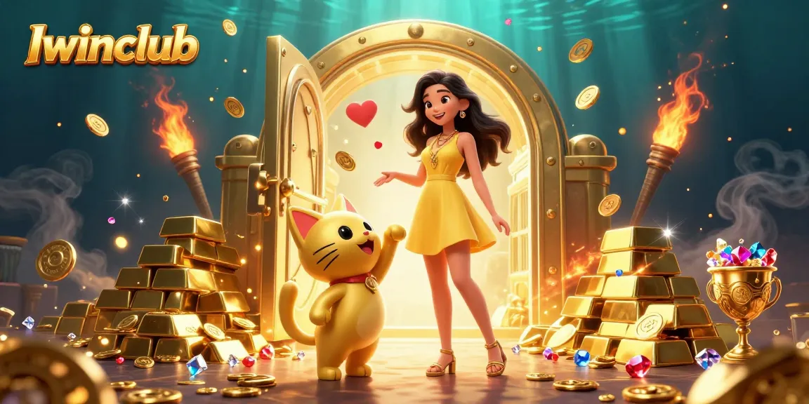 Iwinclub promotes an exciting gaming experience featuring a joyful Asian woman and a lucky cat.