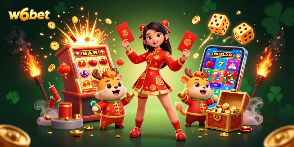Cena emocionante do cassino online w6bet com personagens vibrantes e elementos de jackpot para uma jogabilidade imersiva.