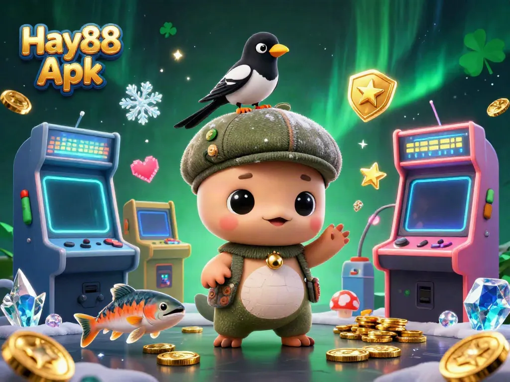 Experience thrilling gameplay with Hay88 Apk in a vibrant casino scene featuring cartoon characters.