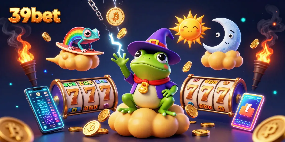 Experience the thrill of 39bet with a vibrant 3D illustration featuring magical elements and casino action.