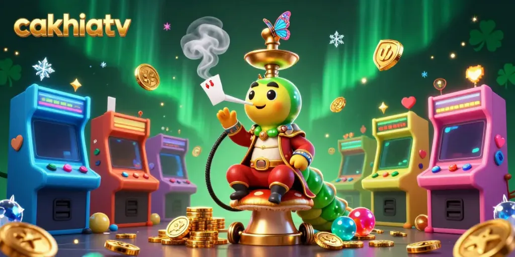 Cakhiatv brings excitement with a vibrant, rich casino scene featuring dynamic characters and colorful gaming elements.