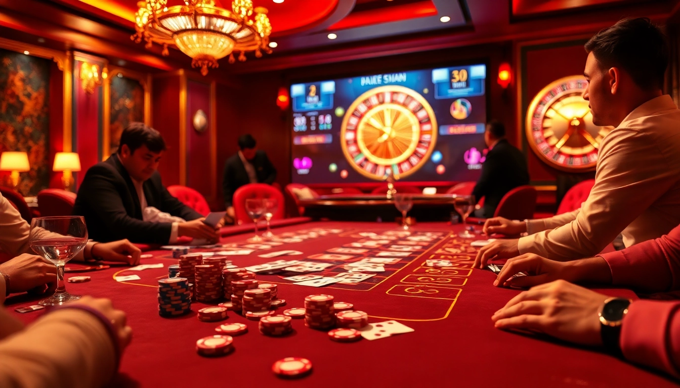 Experience the excitement at 69 VN with players enjoying a dynamic poker game in a luxurious casino setting.