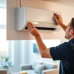 Install a mini split ac efficiently and skillfully in a modern home environment.