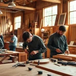 Explore beautiful custom cabinets near me in a warm workshop setting featuring skilled craftsmanship.