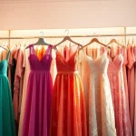 Dresses Manufacturer showcasing elegant designs in a vibrant boutique.