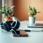 Engaging call recording device setup showcasing modern technology in an organized workspace.